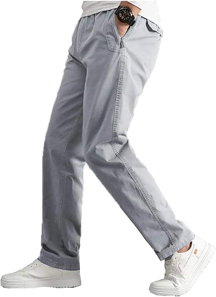 WZIKAI Mens Cargo Pants,Elastic Waist Sweatpants for Men Casual Long Trousers Light Jogger Pants
