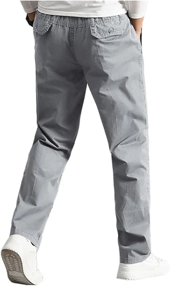 WZIKAI Mens Cargo Pants,Elastic Waist Sweatpants for Men Casual Long Trousers Light Jogger Pants