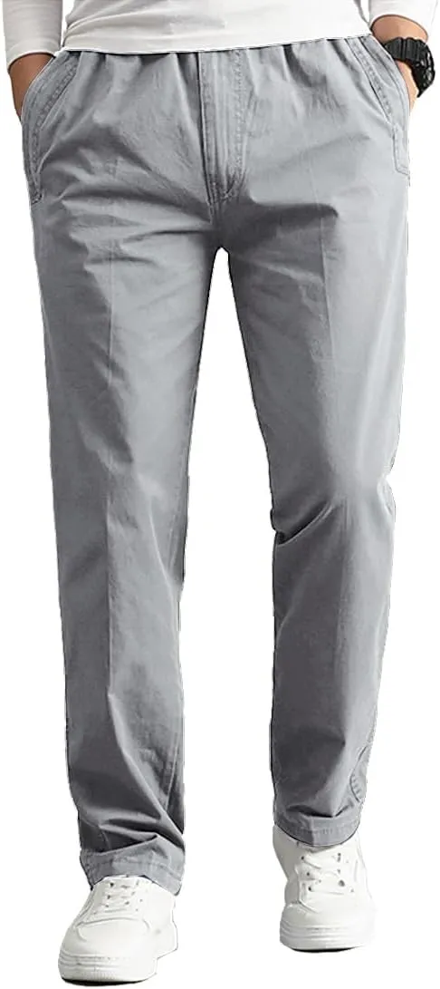 WZIKAI Mens Cargo Pants,Elastic Waist Sweatpants for Men Casual Long Trousers Light Jogger Pants