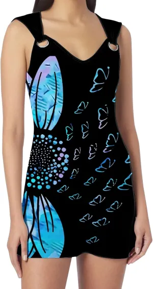 XOWRTE 2025 Summer Women's Chic and Elegant Sleeveless Skirt V Neck Loop Knee Length Casual Beach Wrap Dresses