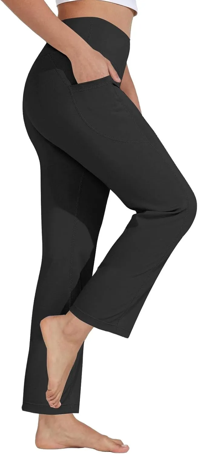 Yoga Pants Pants Women's Wide Casual Slim Leg Pants Loose Yoga Color Yoga Crossover Yoga Pants with Tummy Control