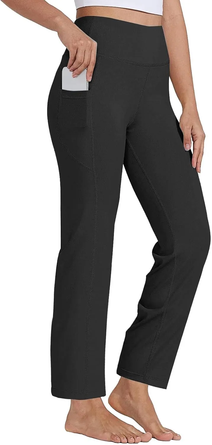 Yoga Pants Pants Women's Wide Casual Slim Leg Pants Loose Yoga Color Yoga Crossover Yoga Pants with Tummy Control