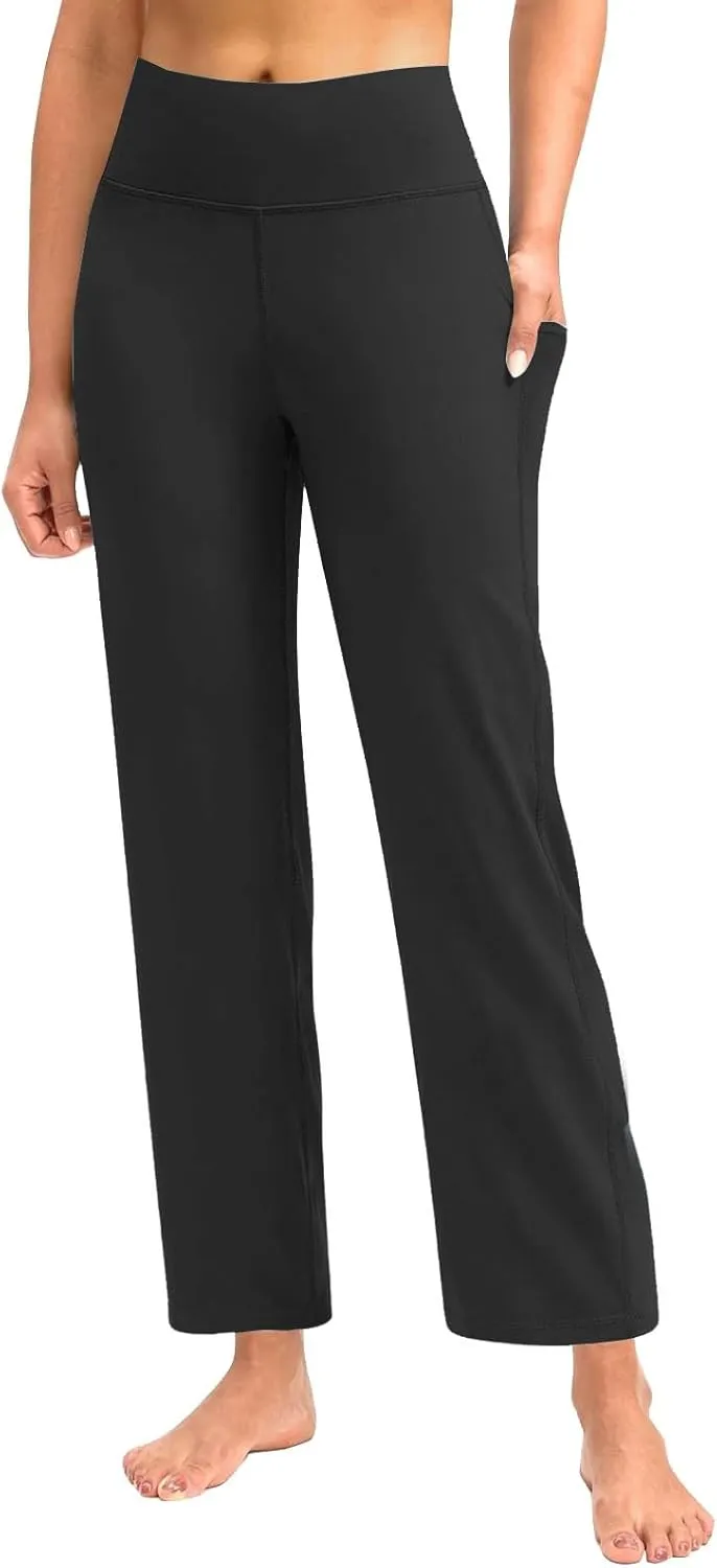Yoga Pants Pants Women's Wide Casual Slim Leg Pants Loose Yoga Color Yoga Crossover Yoga Pants with Tummy Control