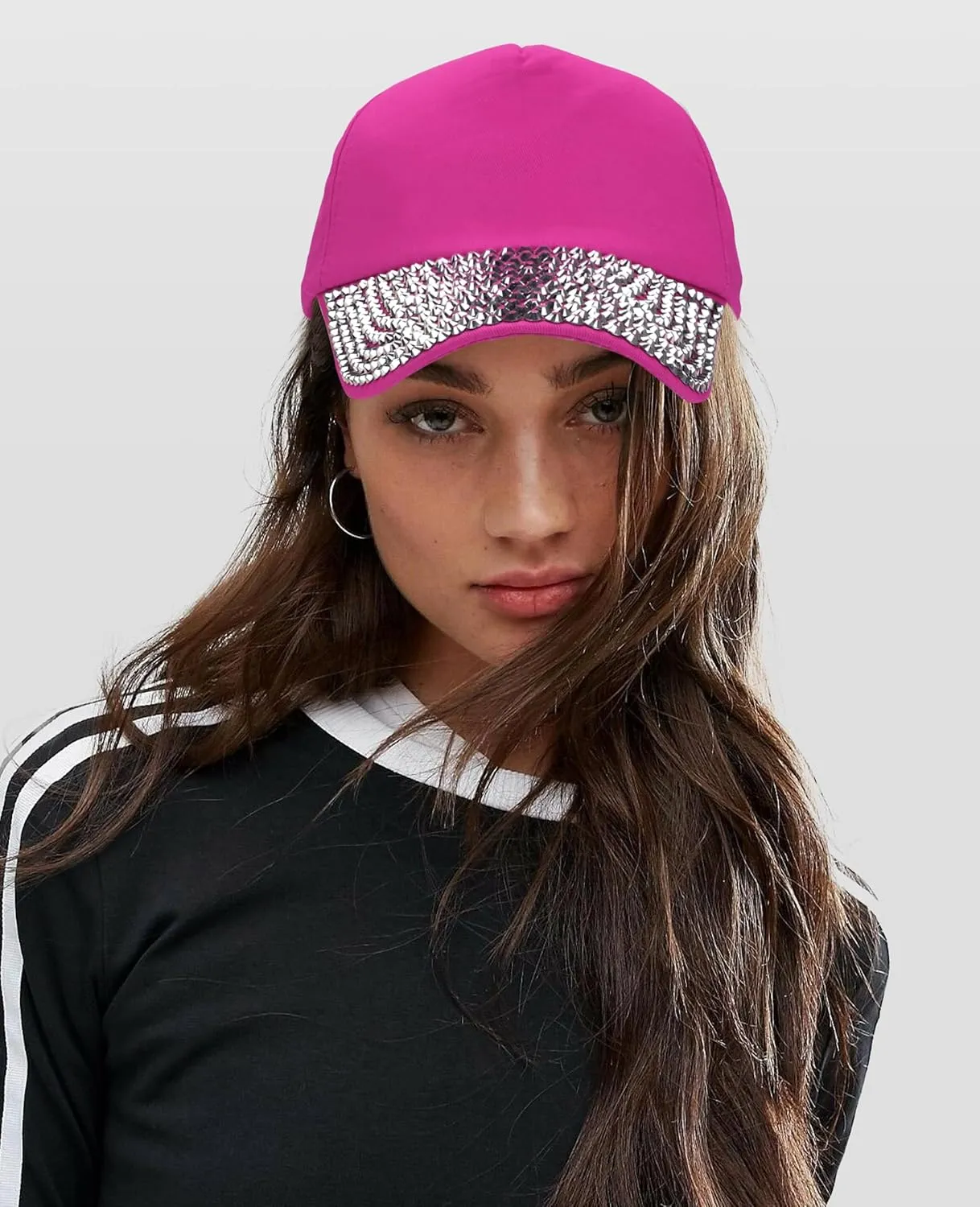Ztl Womens Studded Rhinestone Baseball Cap Dad Trucker Hat Sparkle Bling Sun Hat