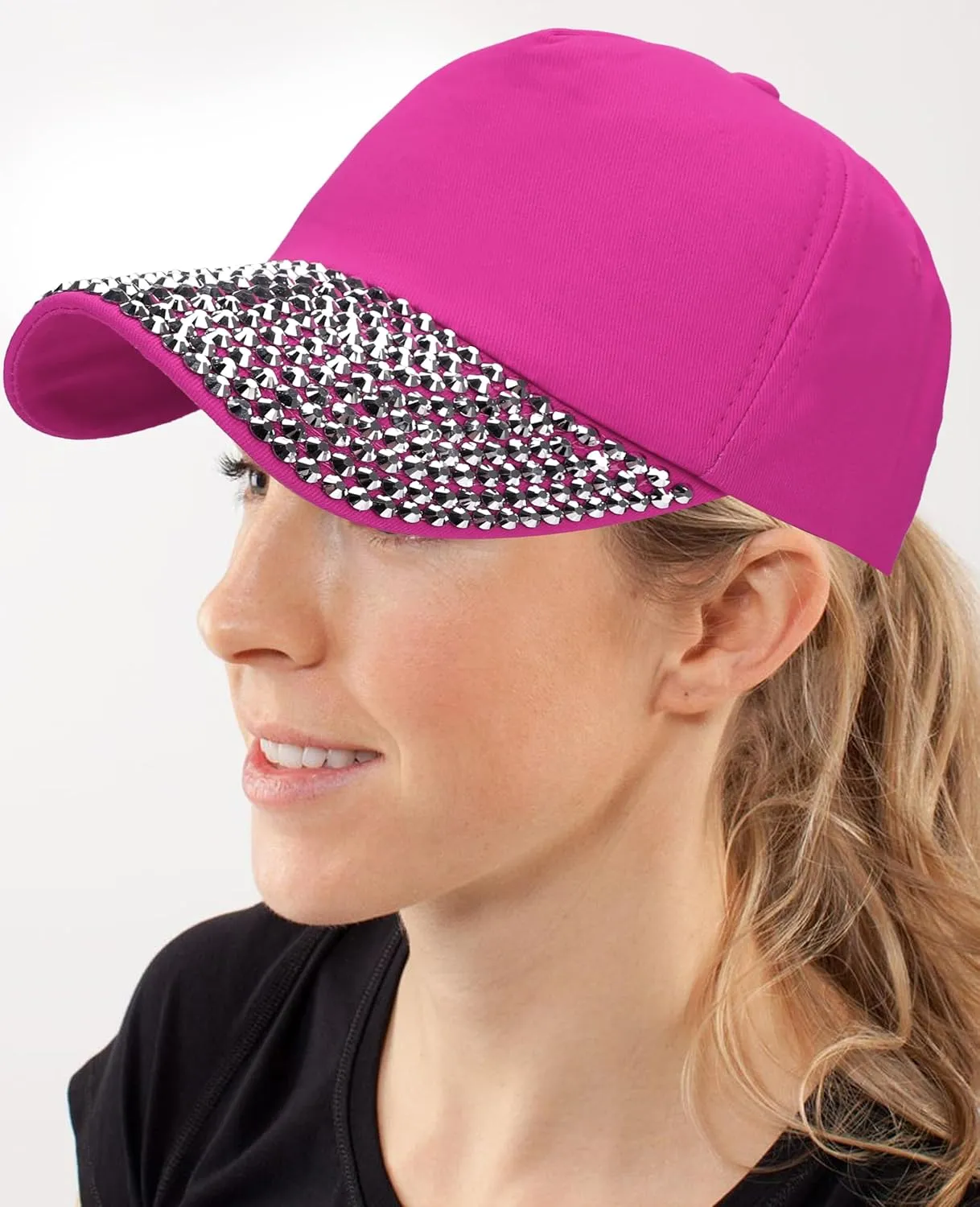 Ztl Womens Studded Rhinestone Baseball Cap Dad Trucker Hat Sparkle Bling Sun Hat