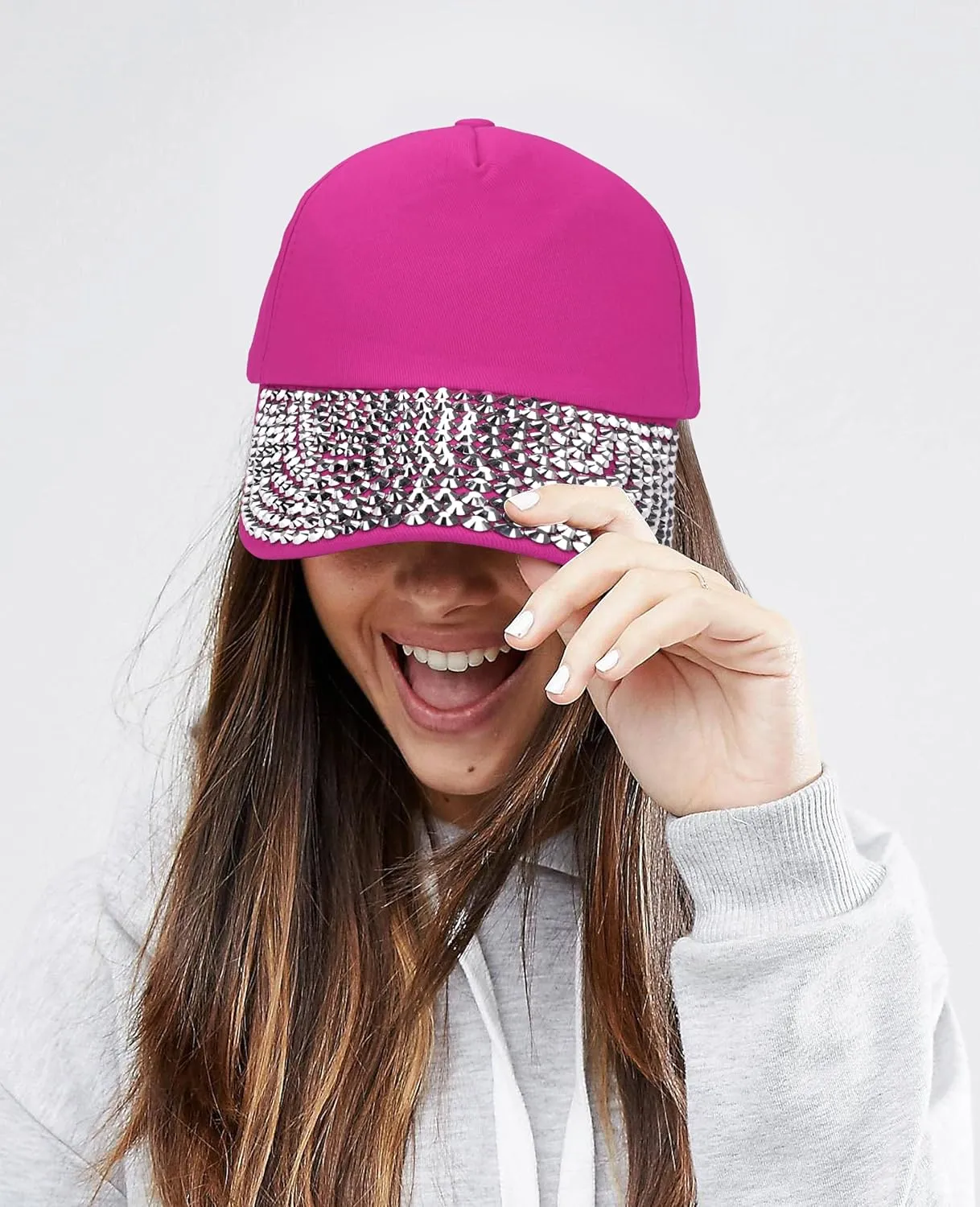 Ztl Womens Studded Rhinestone Baseball Cap Dad Trucker Hat Sparkle Bling Sun Hat