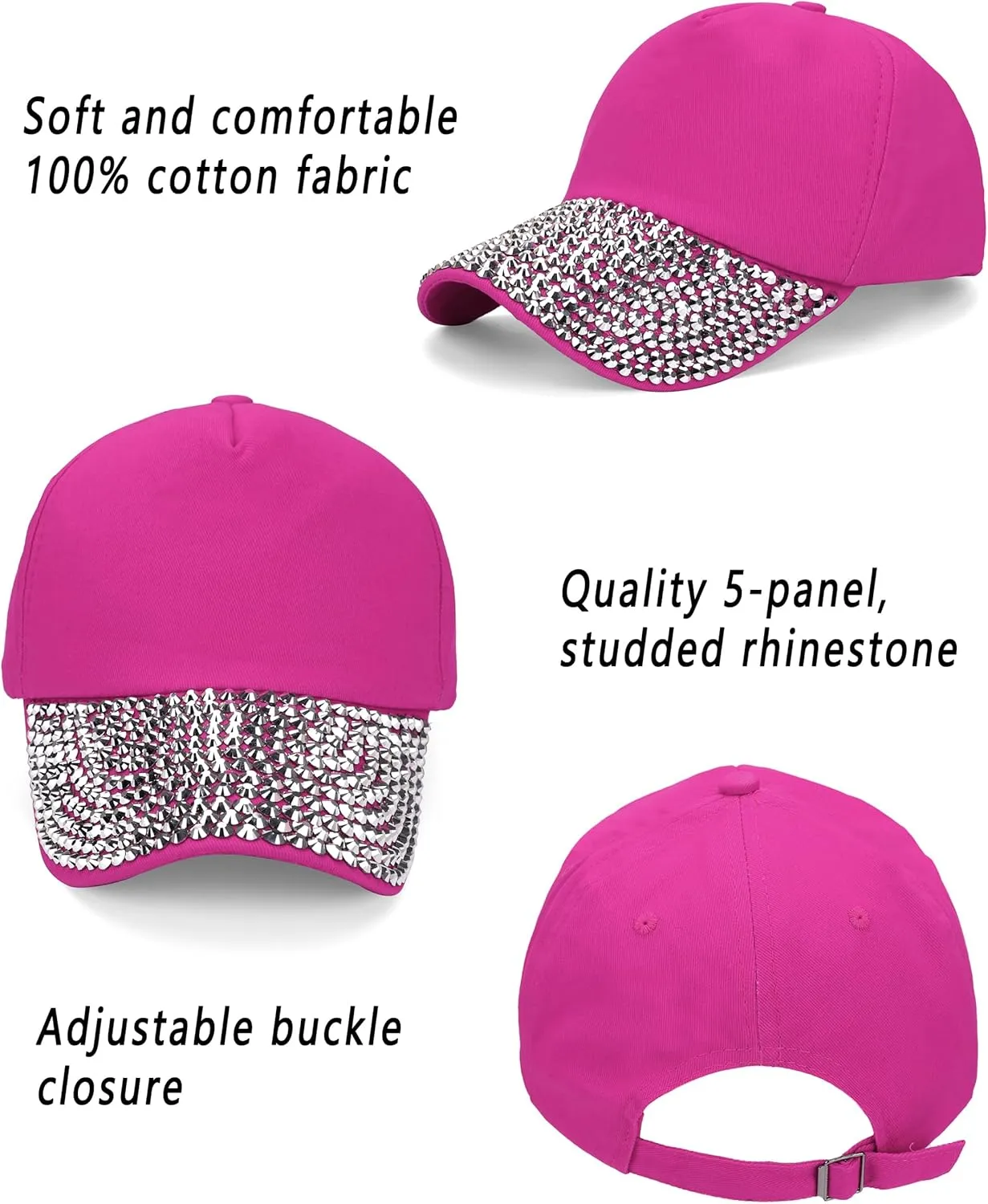 Ztl Womens Studded Rhinestone Baseball Cap Dad Trucker Hat Sparkle Bling Sun Hat