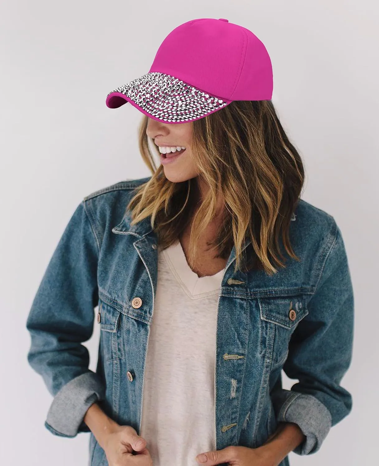 Ztl Womens Studded Rhinestone Baseball Cap Dad Trucker Hat Sparkle Bling Sun Hat