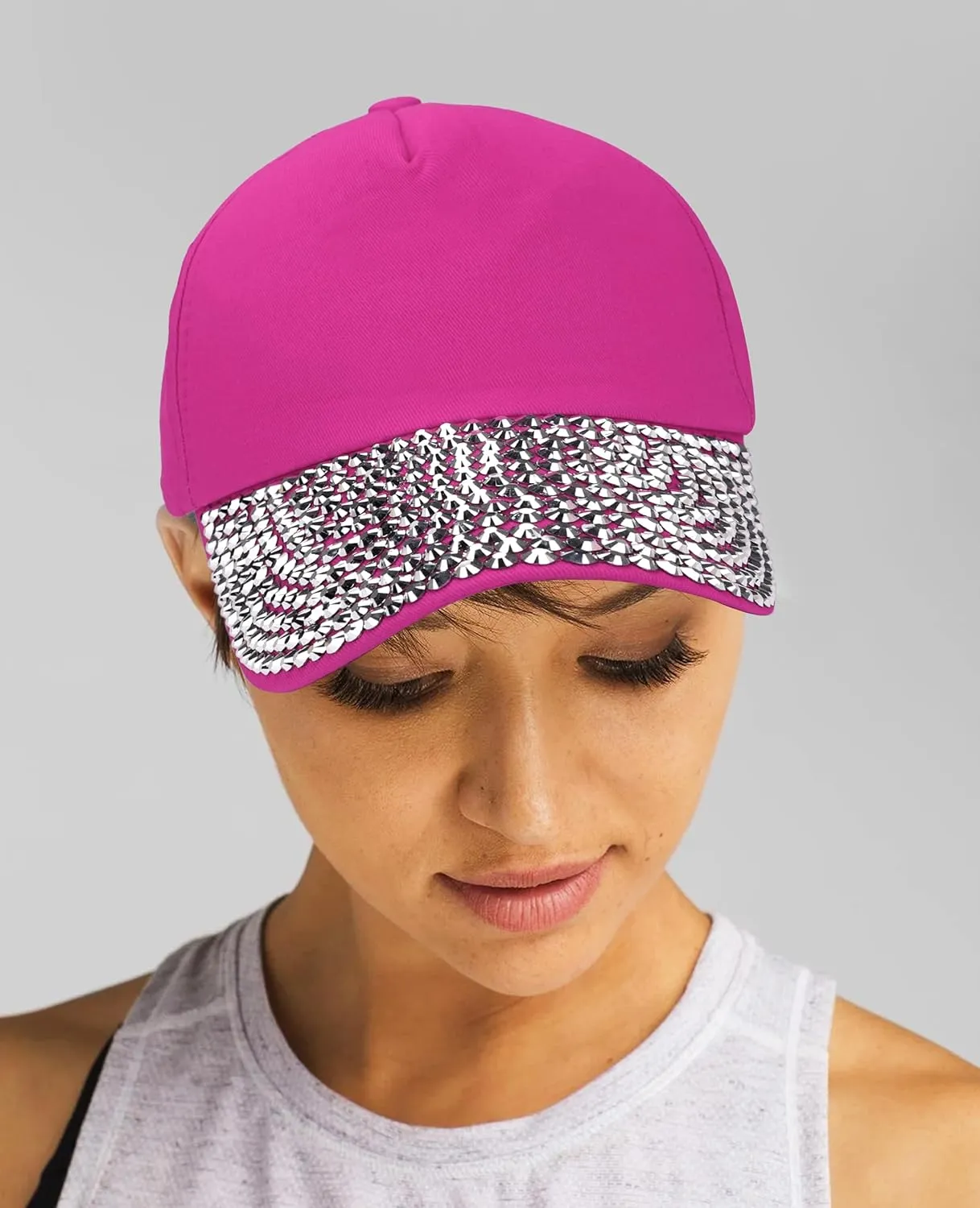 Ztl Womens Studded Rhinestone Baseball Cap Dad Trucker Hat Sparkle Bling Sun Hat