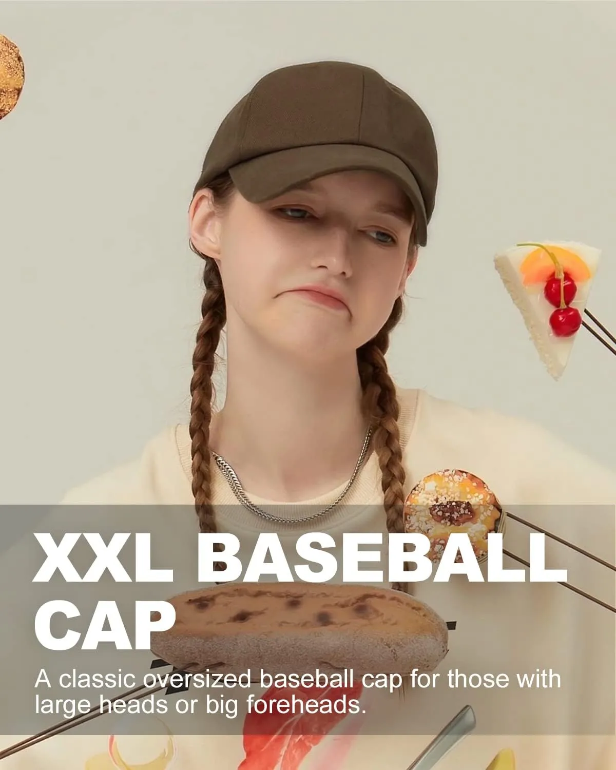 Zylioo Oversize XXL 100% Cotton Baseball Cap,Large Baseball Hat for Big Heads 23.5"-25.5",Adjustable Plain Dad Cap